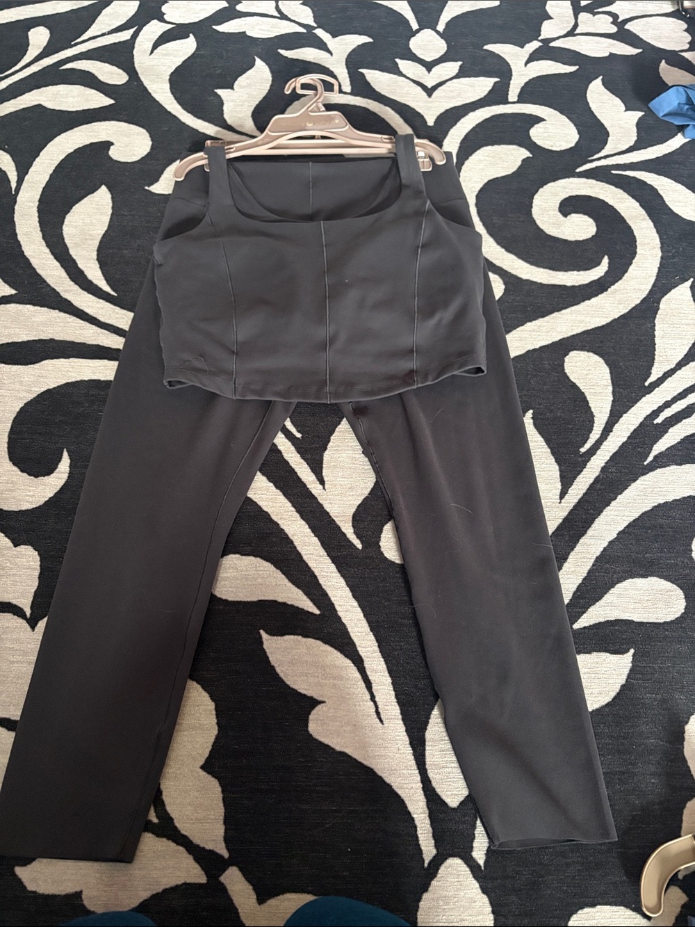 Black Straight Leg Pants & Cropped Tank Set - Classic Minimal